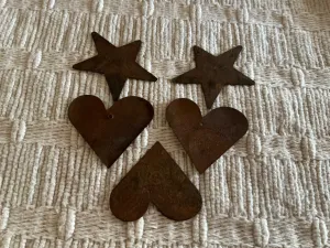 Artisan Made Rusty Stars & Hearts Pendants #7363