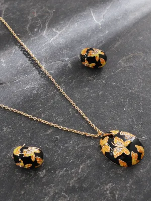 Artistic Small Pendant & Earring Set – Fashionable Chain Accessory for Ladies