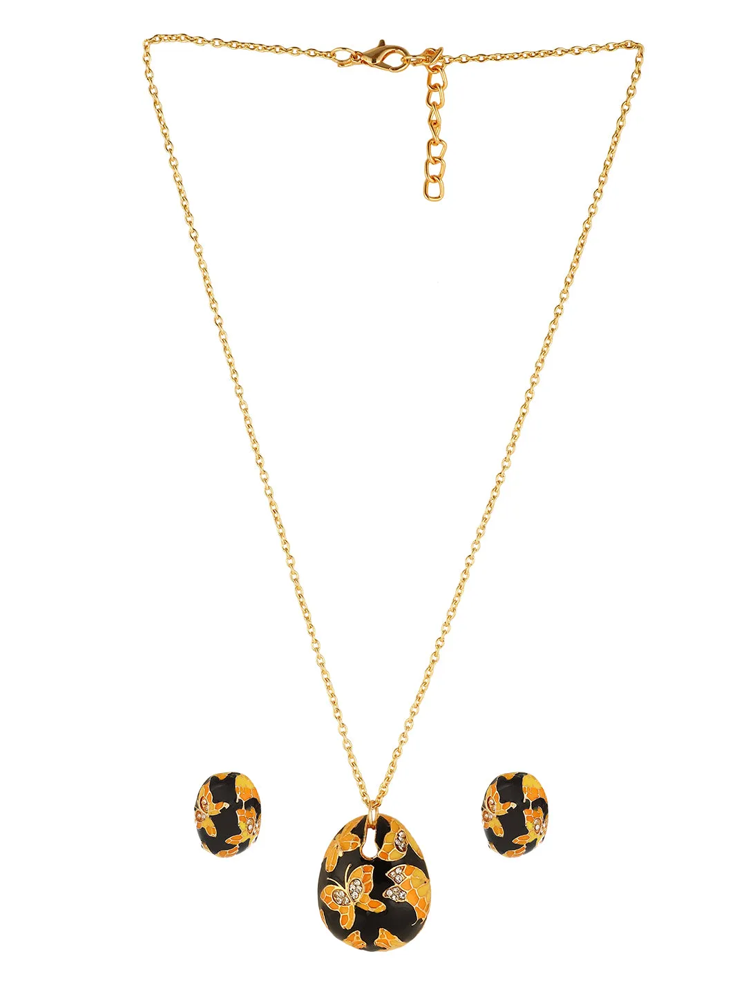 Artistic Small Pendant & Earring Set – Fashionable Chain Accessory for Ladies
