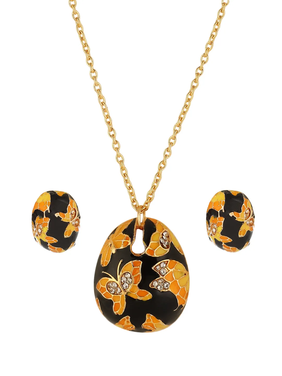 Artistic Small Pendant & Earring Set – Fashionable Chain Accessory for Ladies