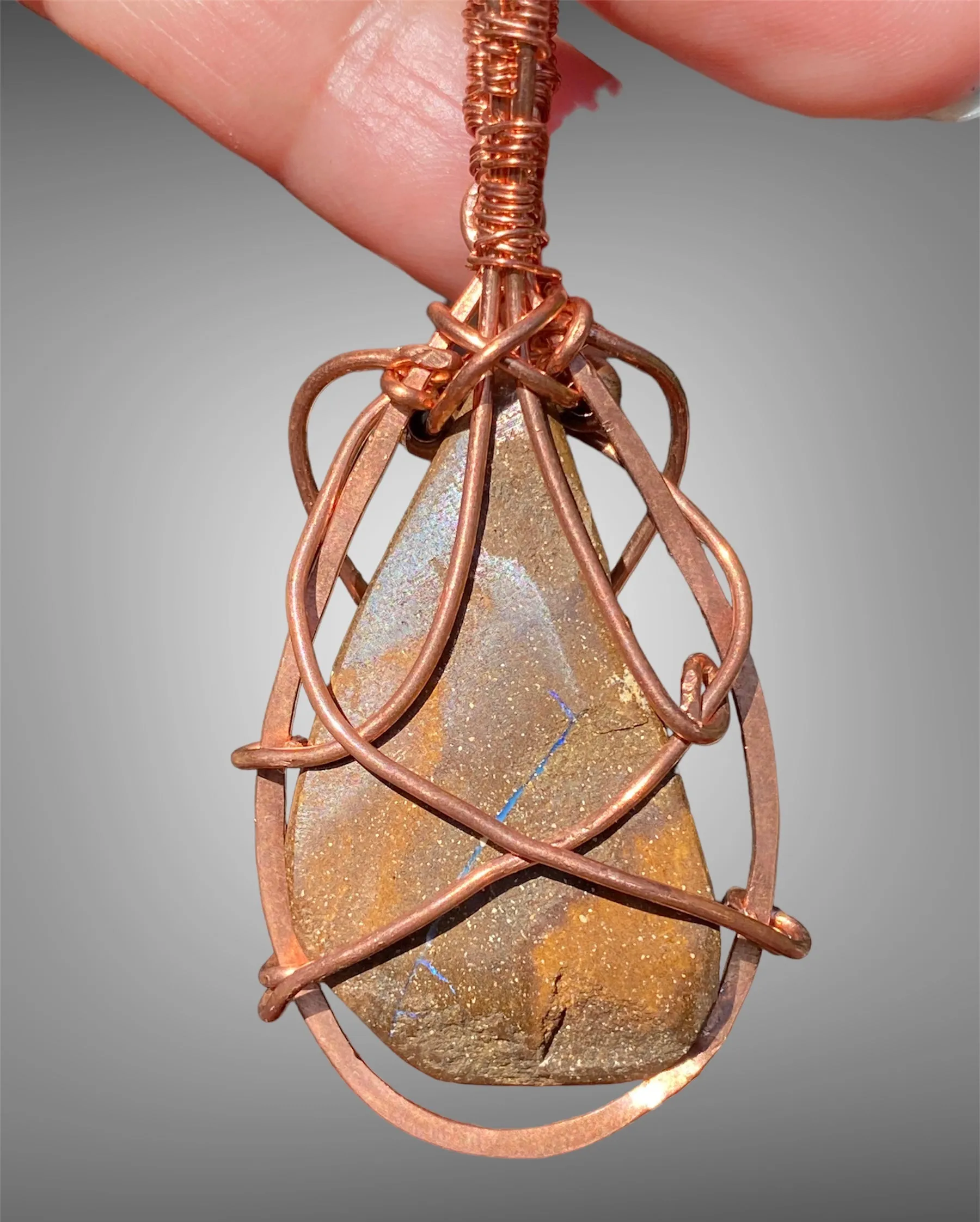 Australian Boulder Opal Wire Wrap Pendants