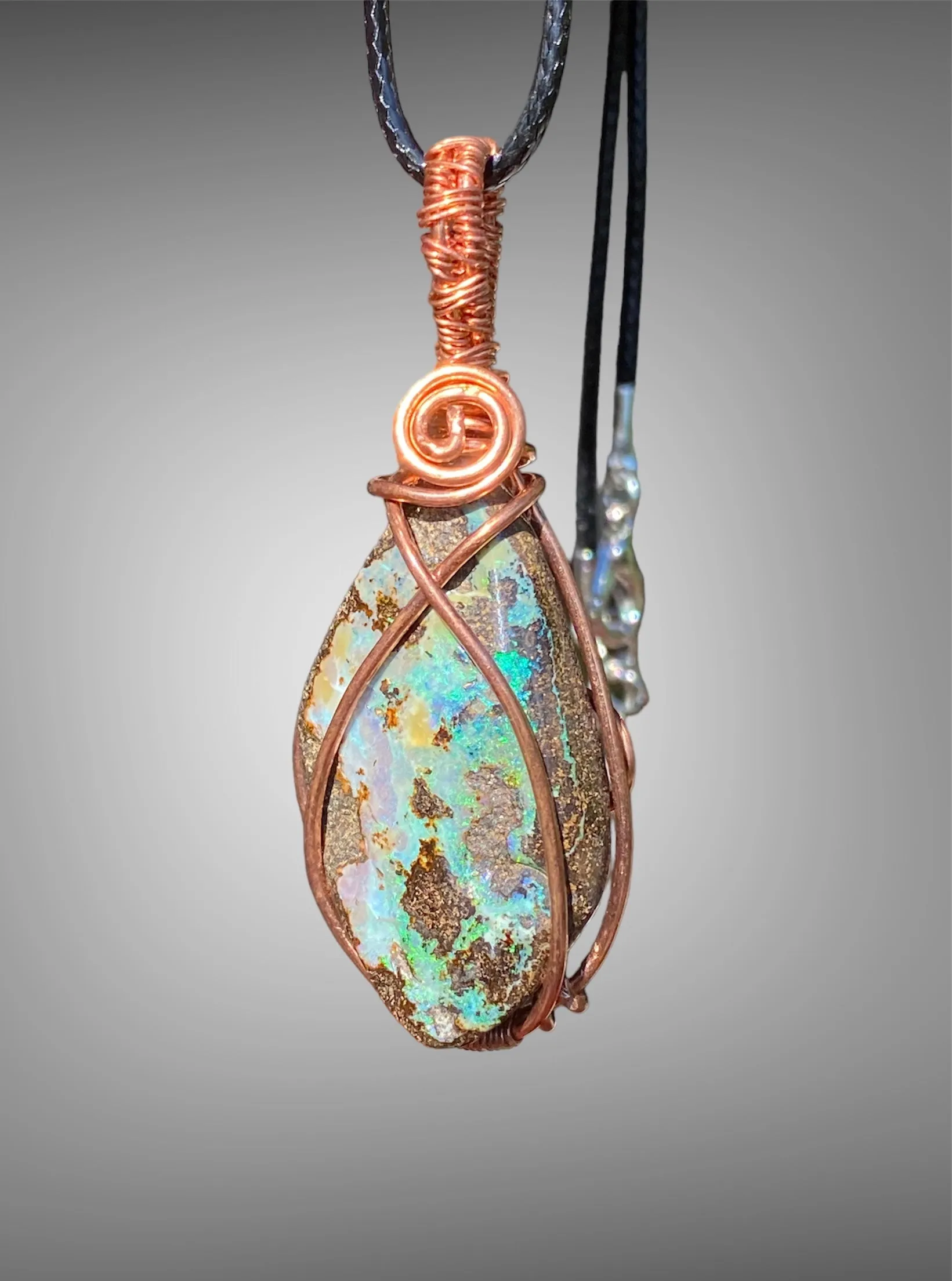 Australian Boulder Opal Wire Wrap Pendants