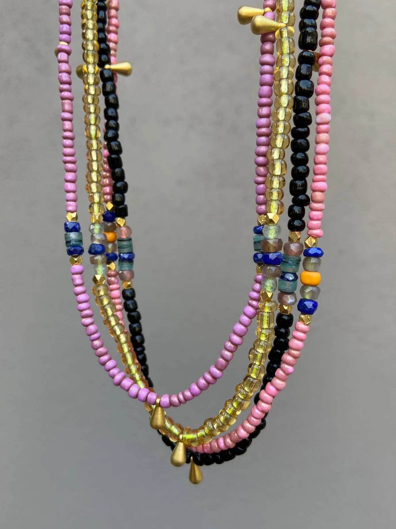 Bead Capsule Necklaces: Pink