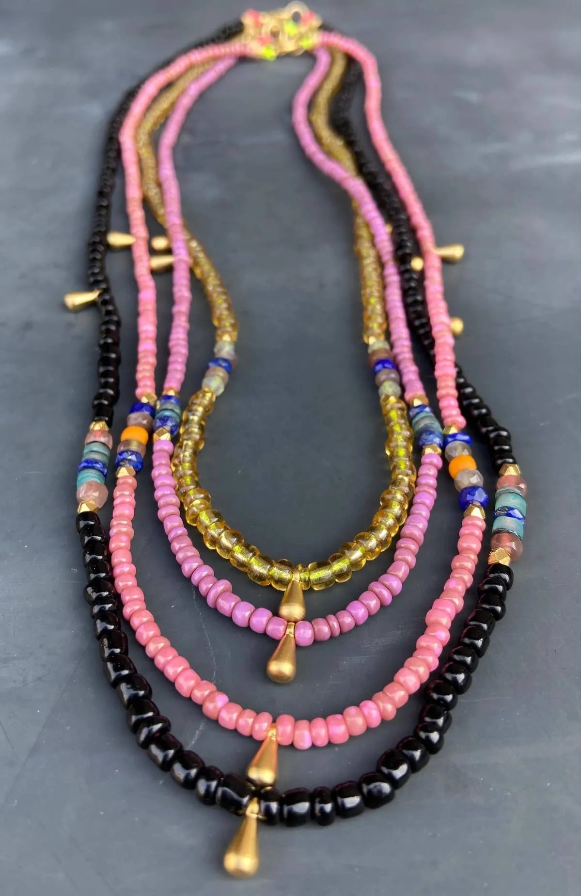Bead Capsule Necklaces: Pink