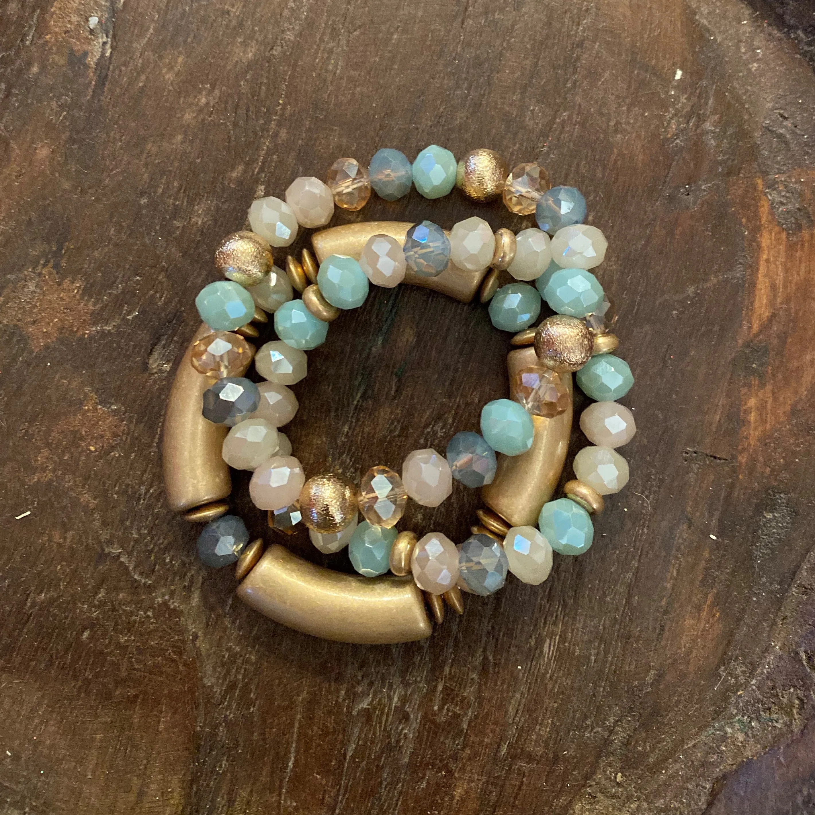 Beaded, Crystal & Tubular Bracelet Sets - Set of 3