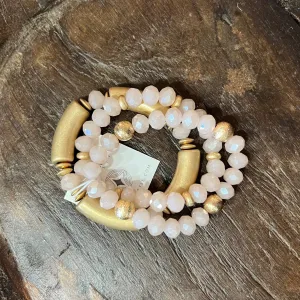 Beaded, Crystal & Tubular Bracelet Sets - Set of 3