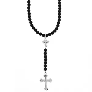 Beaded Rosary with MB and Traditional Cross Black Chain by King Baby