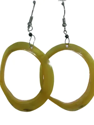 Beige hollow handmade bone dangle hook earrings