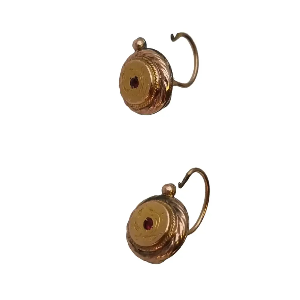 Belle epoque gold ruby ​​crystal earrings, unique gifts, antique jewelry.