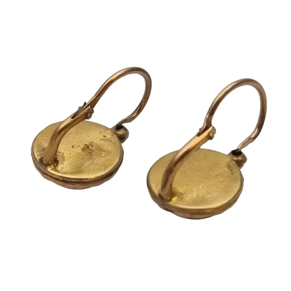 Belle epoque gold ruby ​​crystal earrings, unique gifts, antique jewelry.