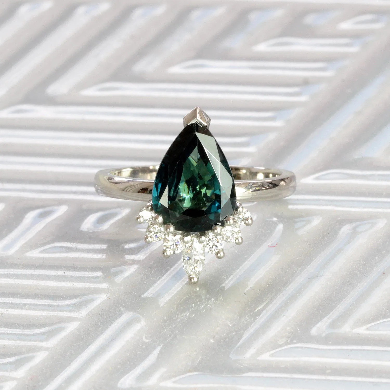 Bespoke Daniel Ethical Sapphire Half Halo Engagement Ring