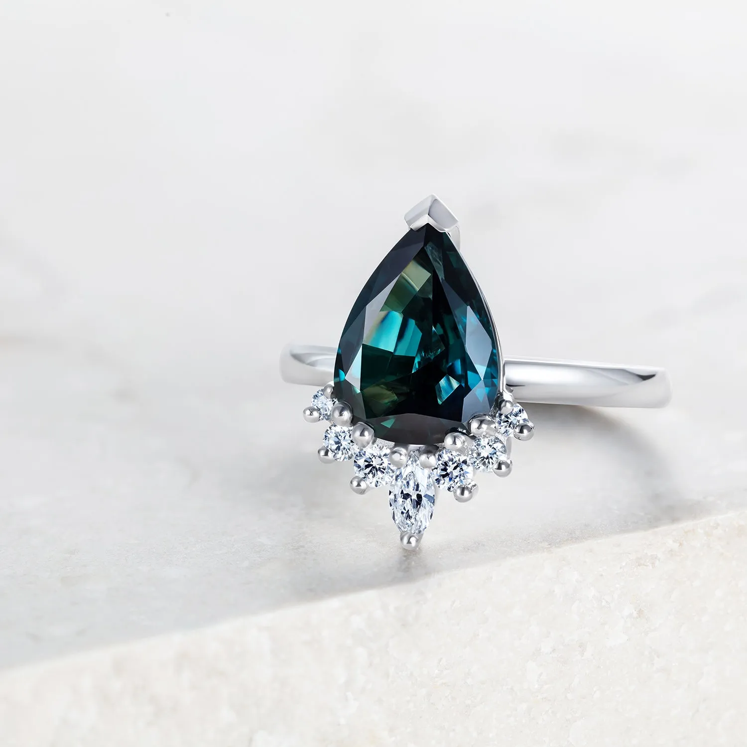 Bespoke Daniel Ethical Sapphire Half Halo Engagement Ring