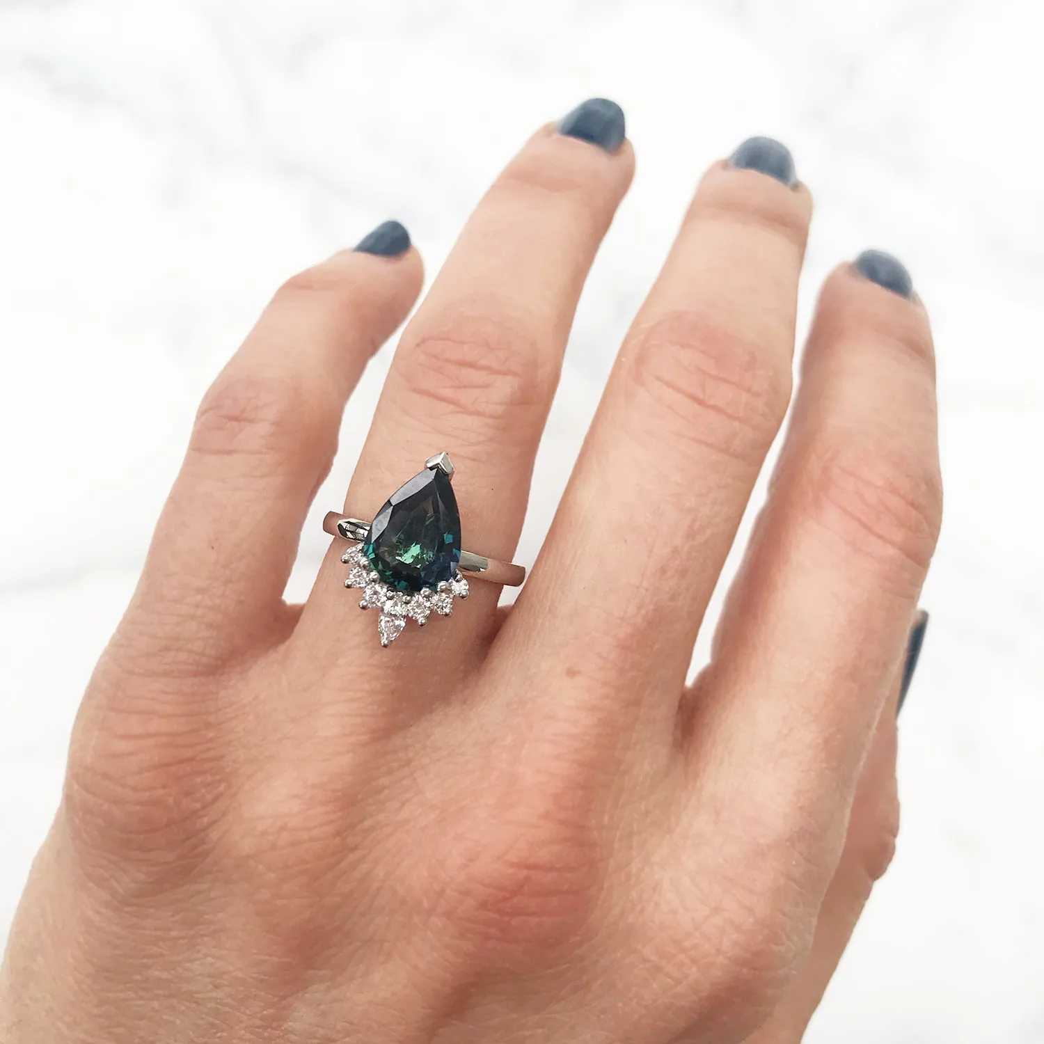 Bespoke Daniel Ethical Sapphire Half Halo Engagement Ring