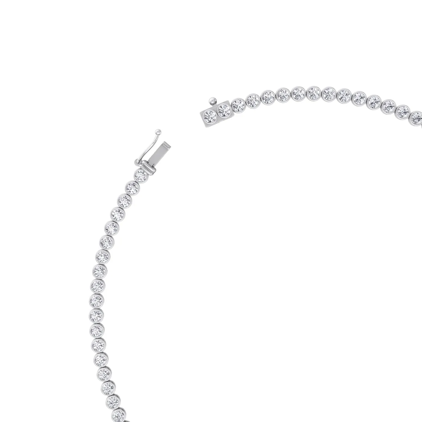 Bezel Set Graduated Natural Diamond Tennis Necklace