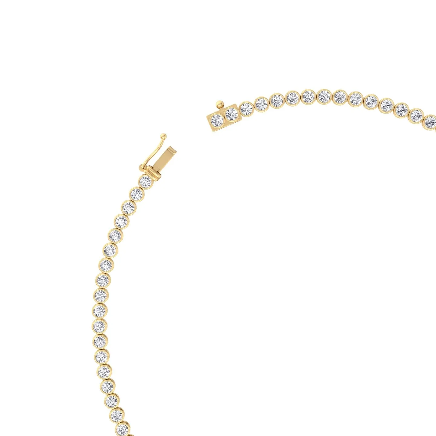 Bezel Set Graduated Natural Diamond Tennis Necklace