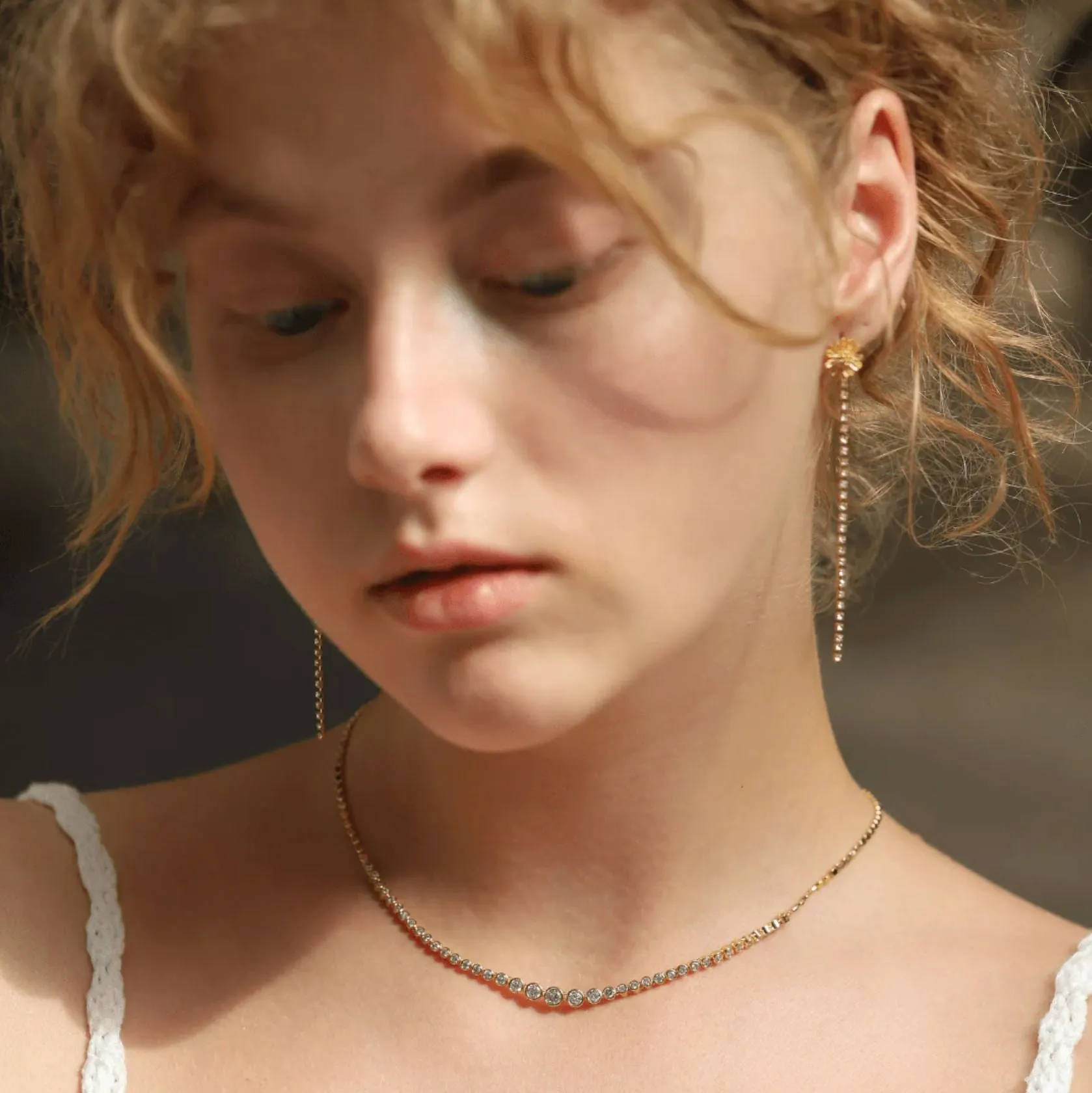 Bezel Set Graduated Tennis Necklace