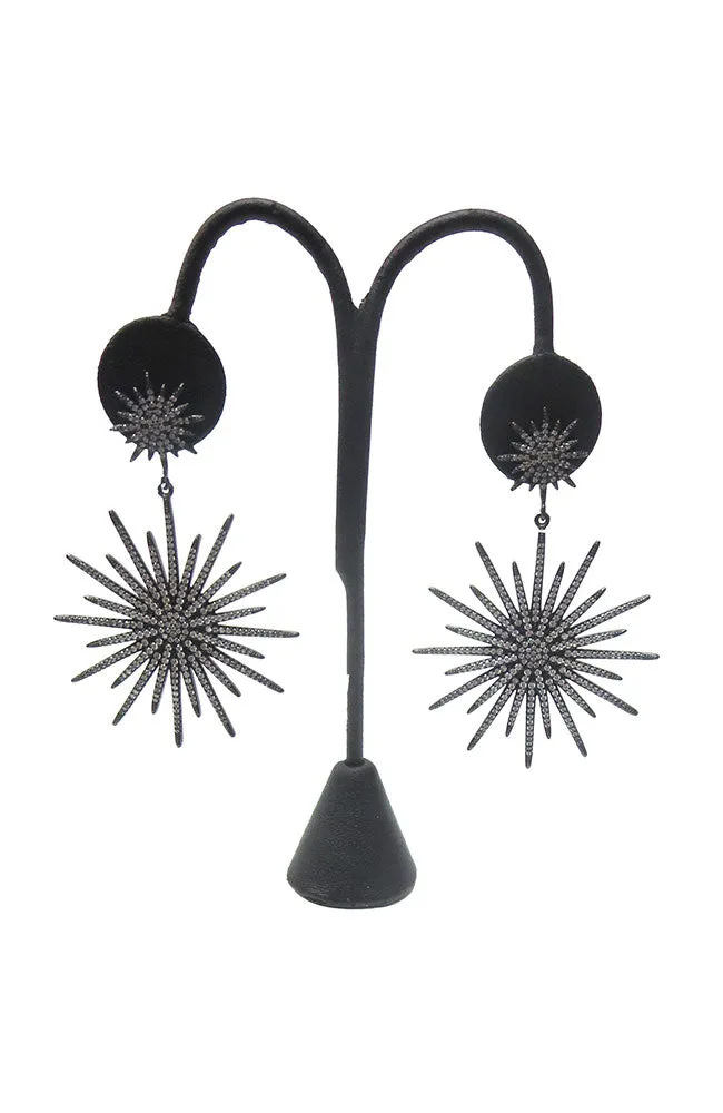 Black Double Starburst Earrings