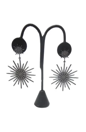 Black Double Starburst Earrings