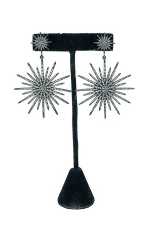 Black Pave Starburst Drop Earring