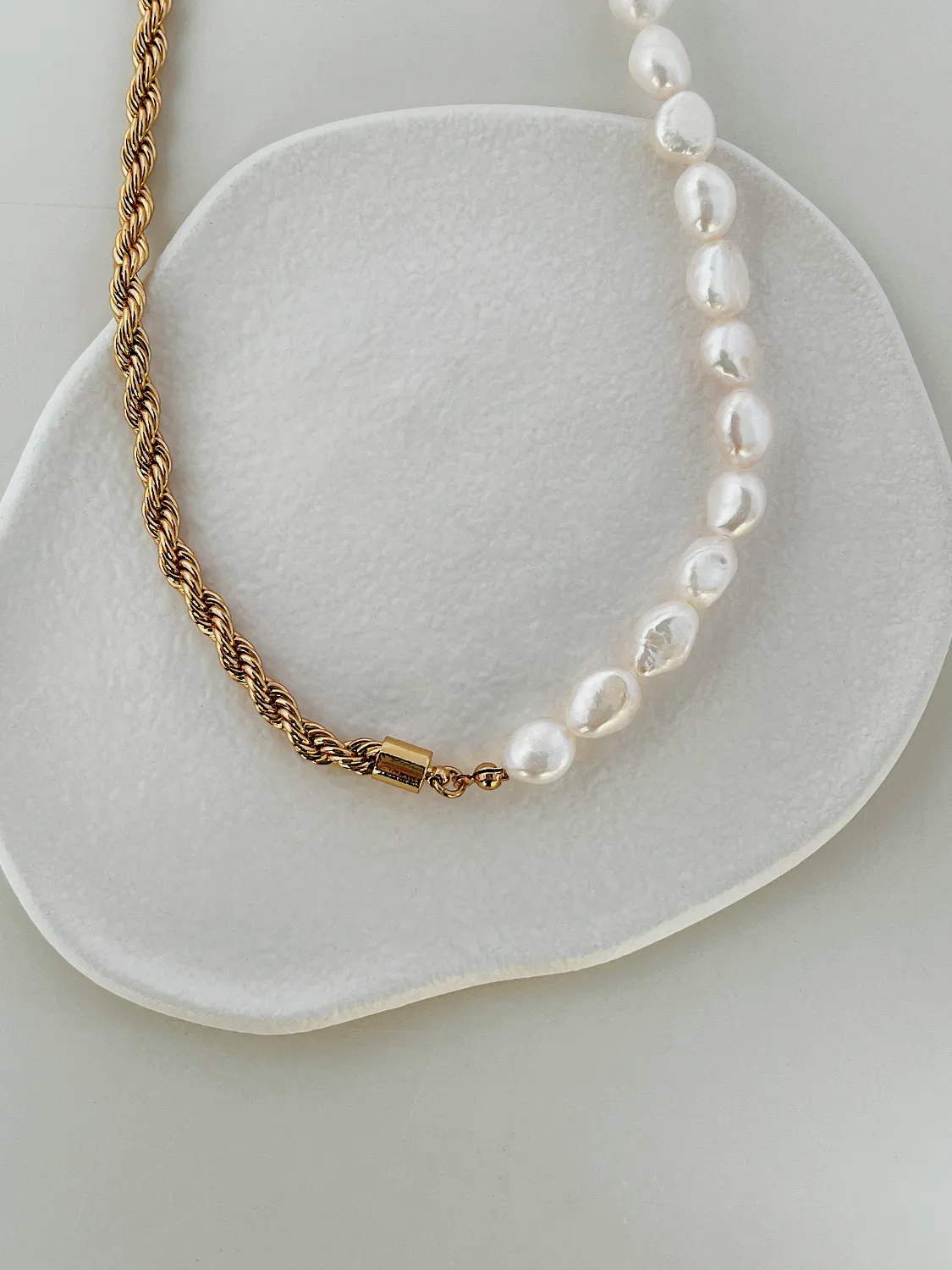 Blair Half Pearl Half Rope Chain Necklace