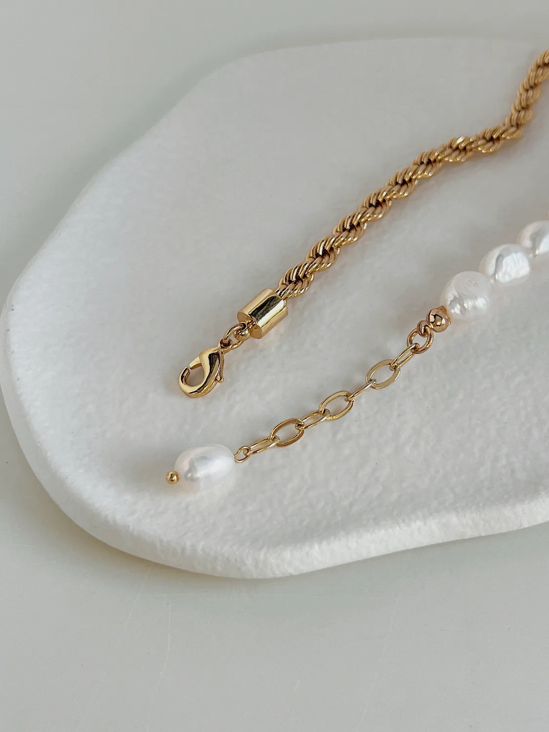 Blair Half Pearl Half Rope Chain Necklace