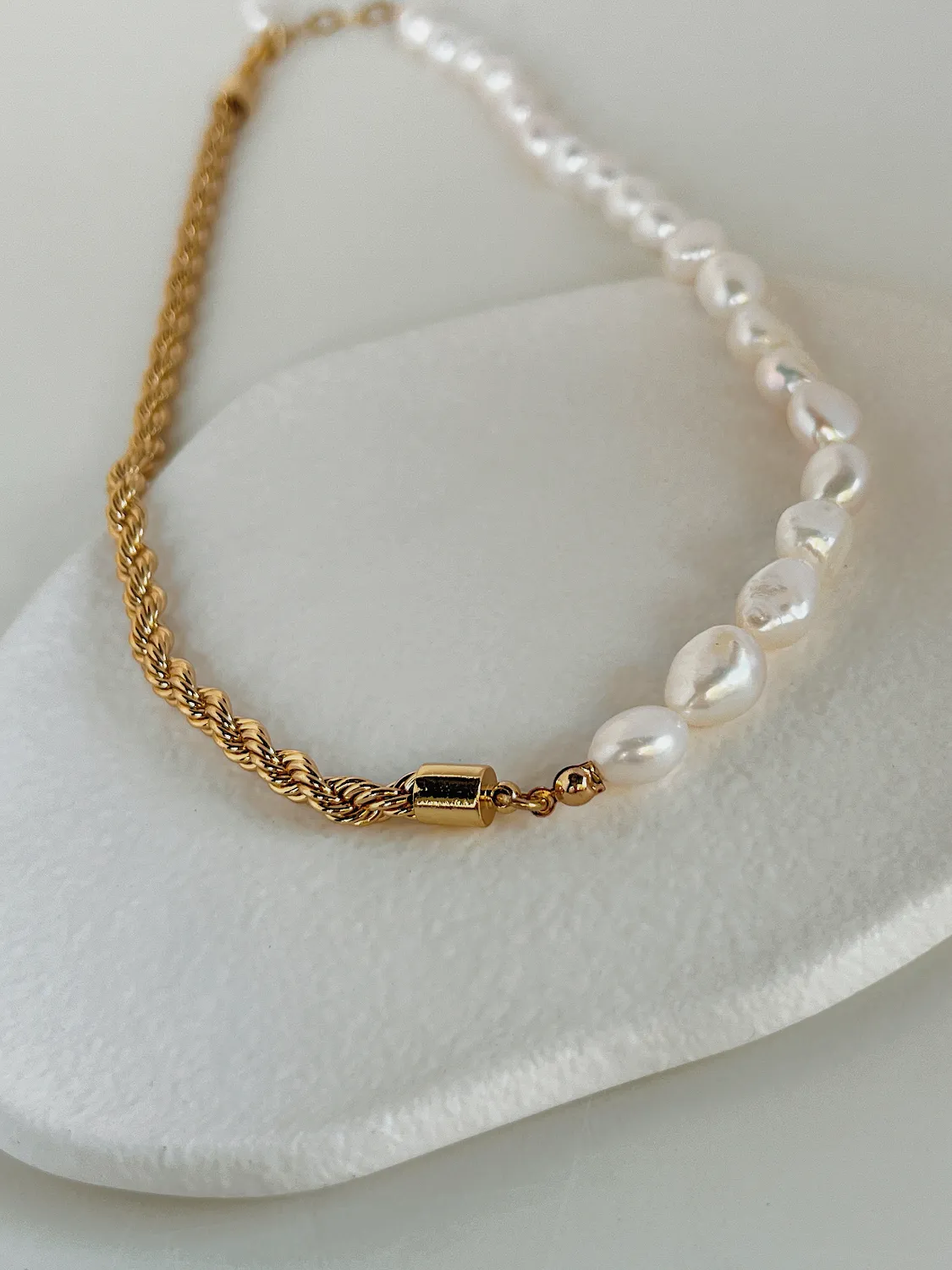 Blair Half Pearl Half Rope Chain Necklace