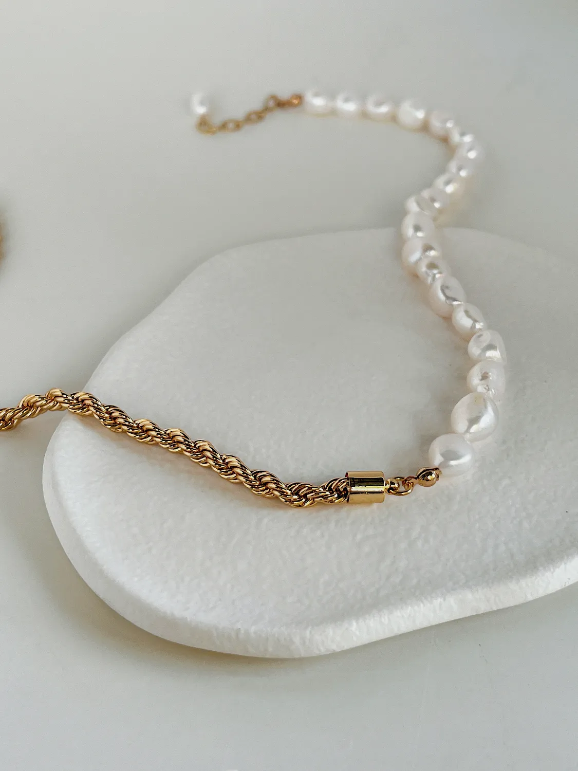 Blair Half Pearl Half Rope Chain Necklace