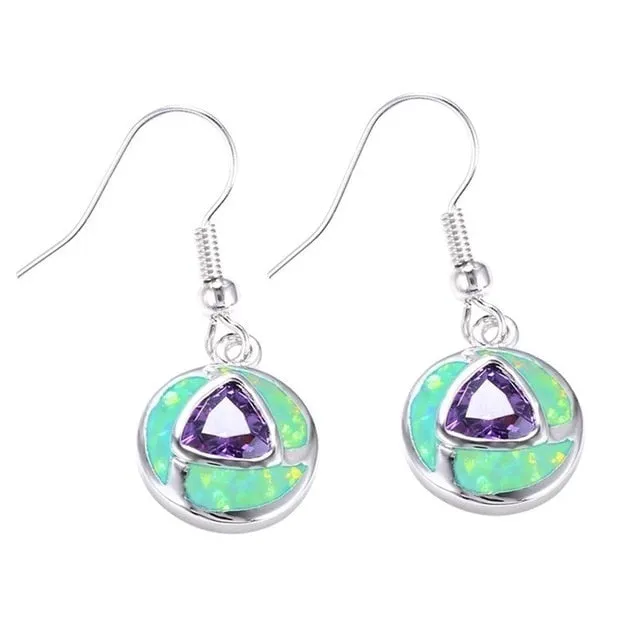 Bohemian Fire Opal Long Girl Earrings