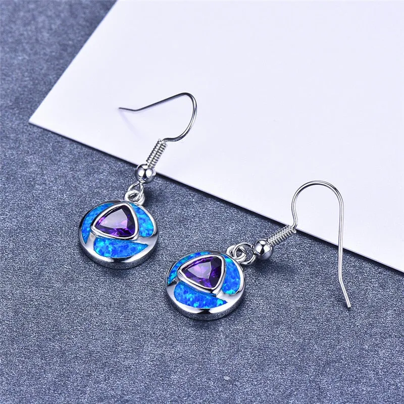 Bohemian Fire Opal Long Girl Earrings