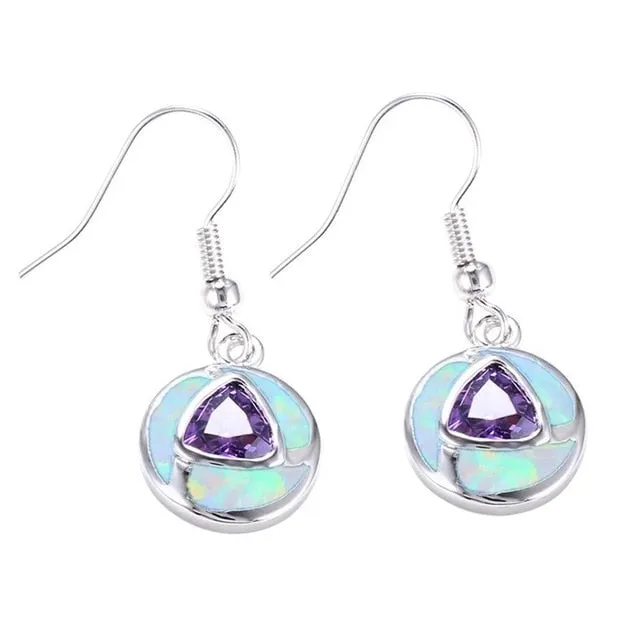 Bohemian Fire Opal Long Girl Earrings
