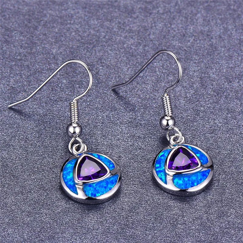 Bohemian Fire Opal Long Girl Earrings