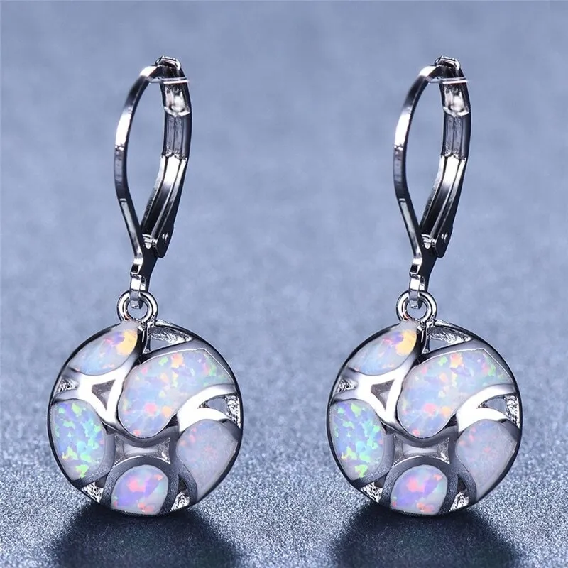 Bohemian Fire Opal Long Girl Earrings