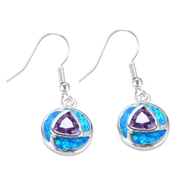 Bohemian Fire Opal Long Girl Earrings