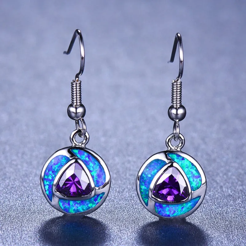 Bohemian Fire Opal Long Girl Earrings