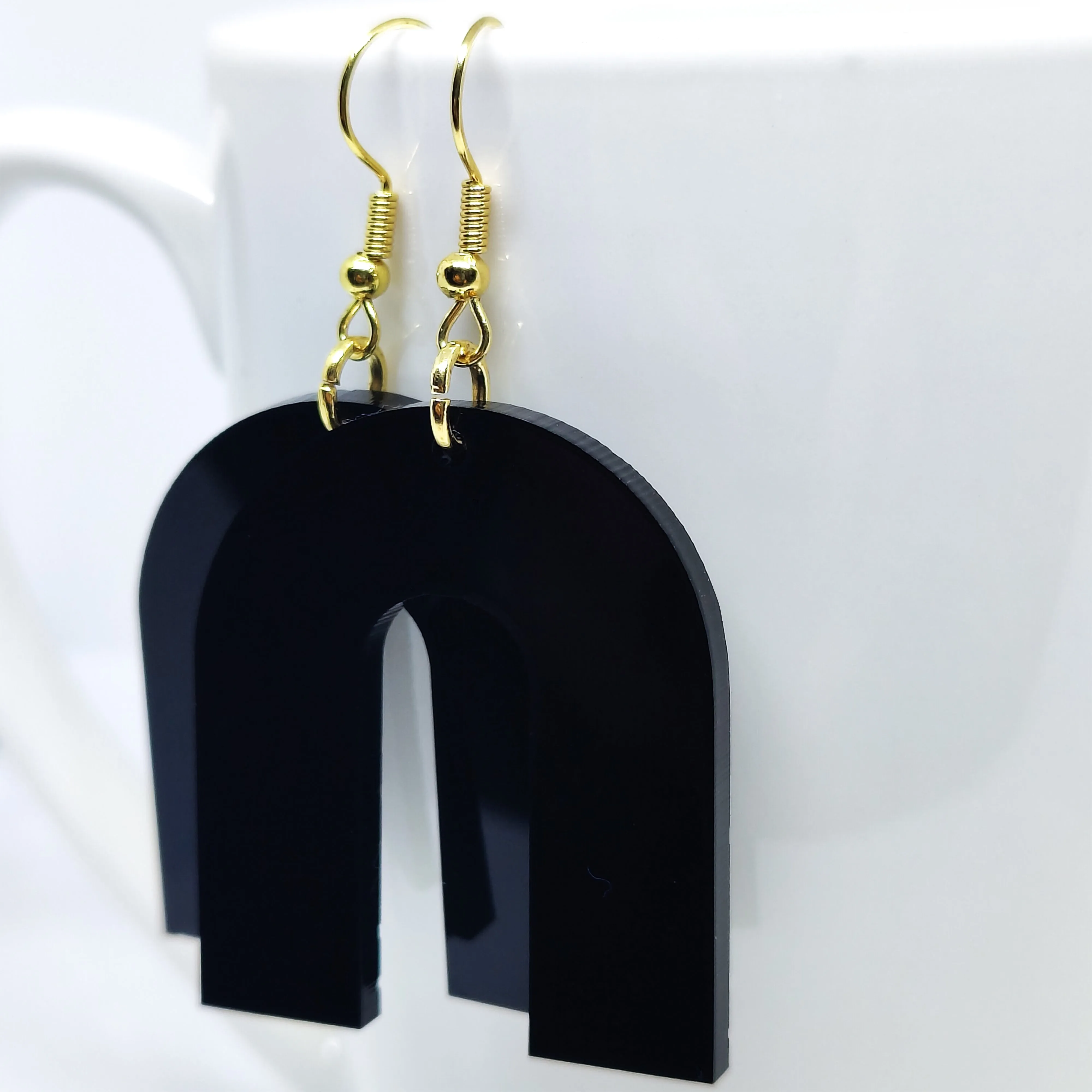 Boho Black Arch Dangle Earrings