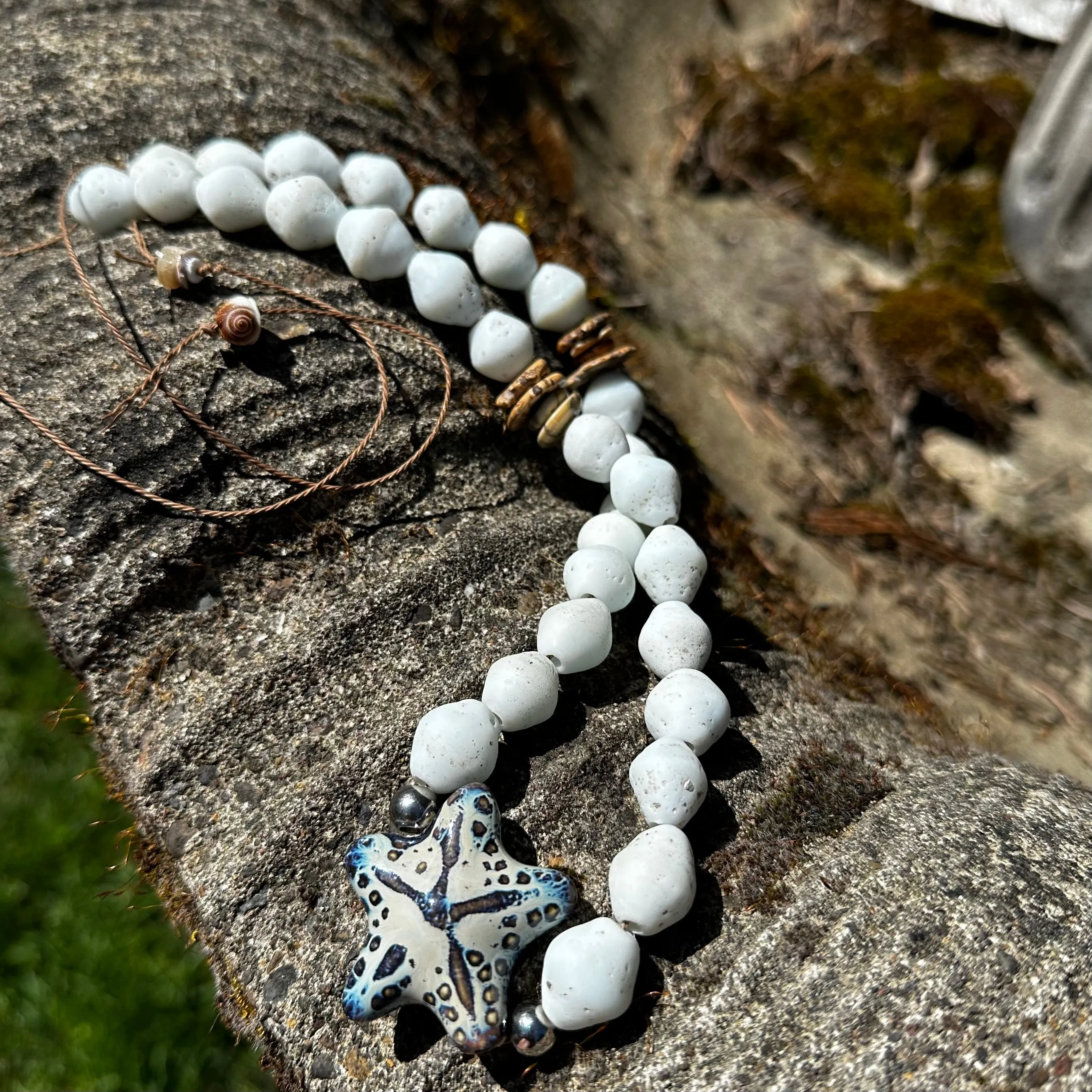 Boho Chic Beaded Beachy Necklaces with Starfish and Shell Pendants