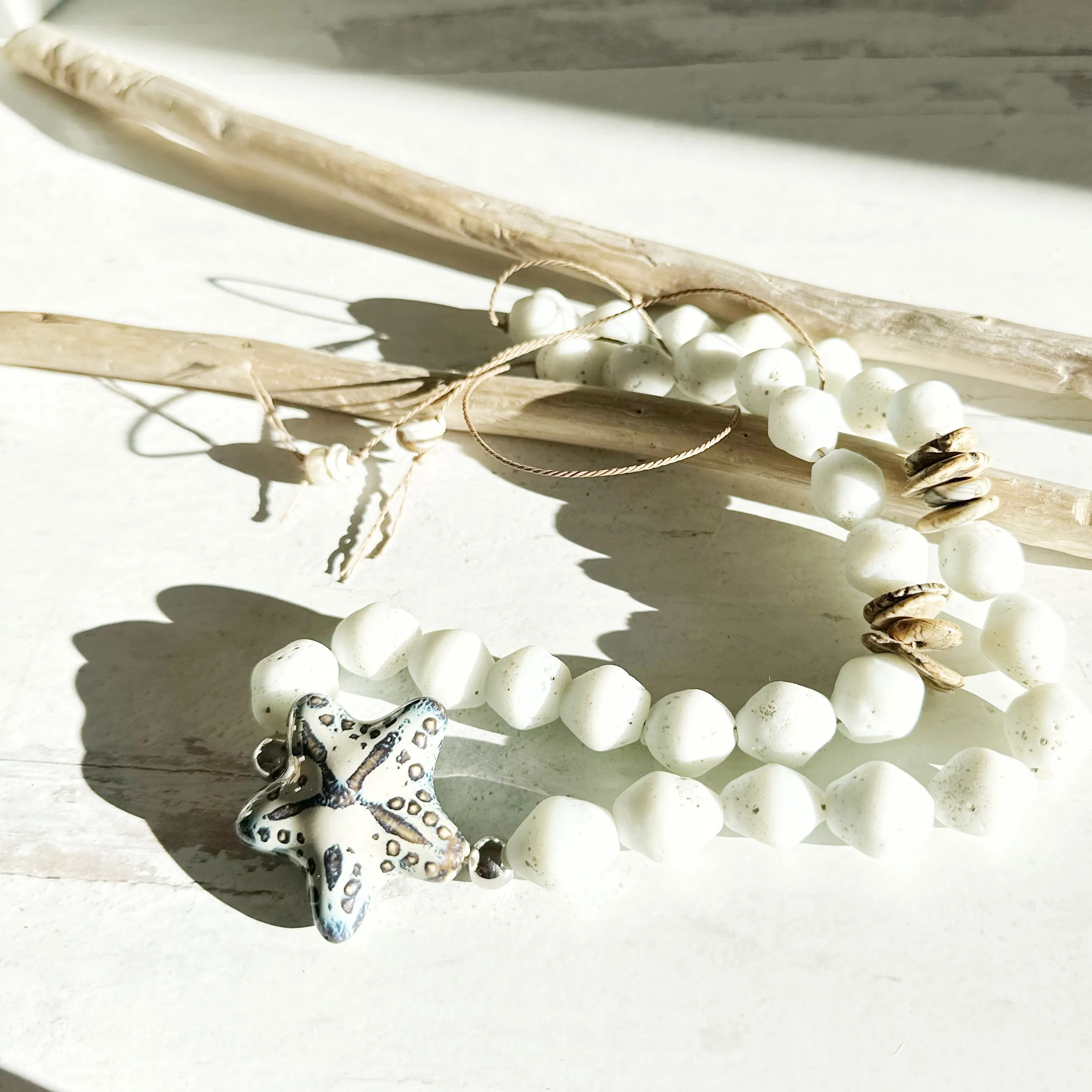 Boho Chic Beaded Beachy Necklaces with Starfish and Shell Pendants