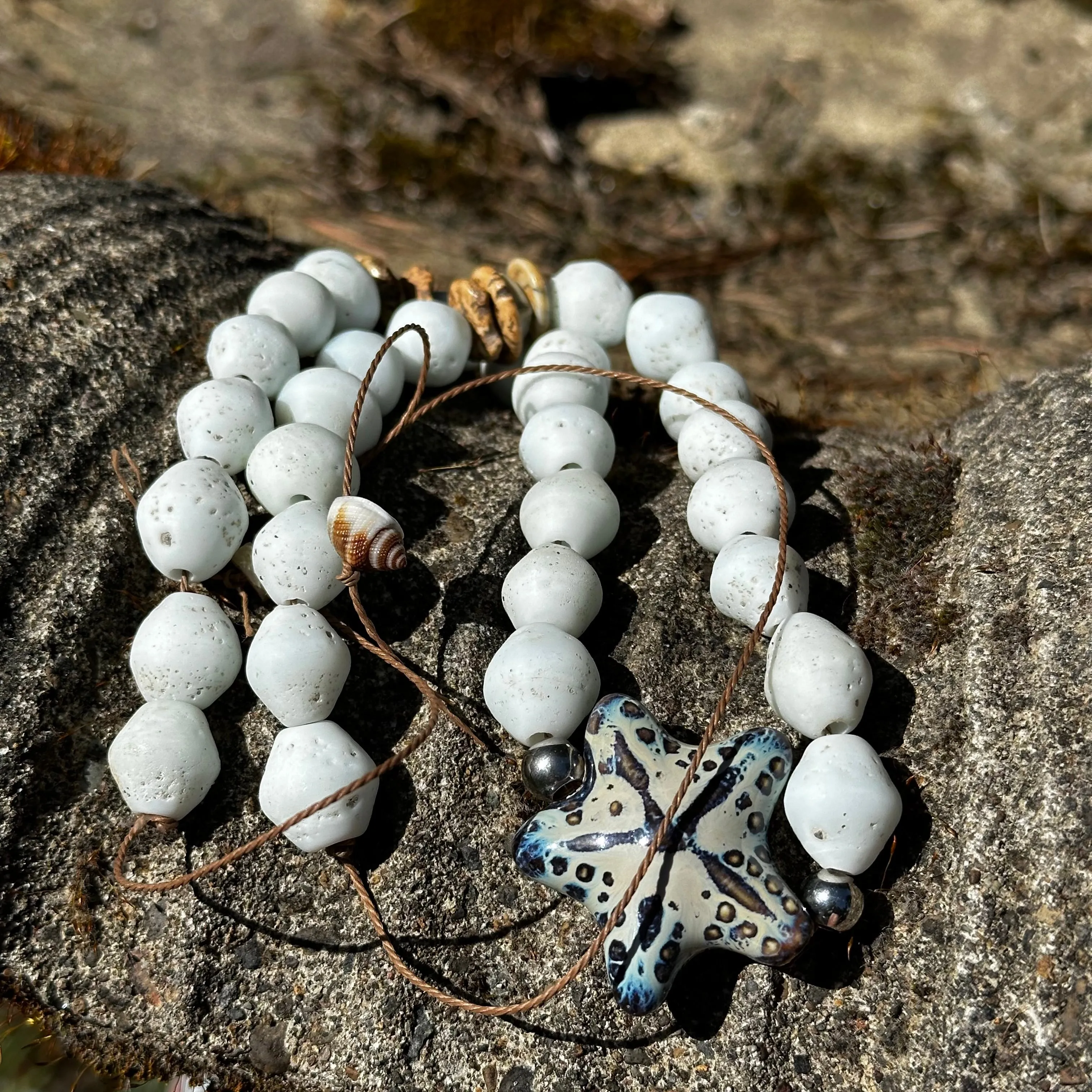 Boho Chic Beaded Beachy Necklaces with Starfish and Shell Pendants