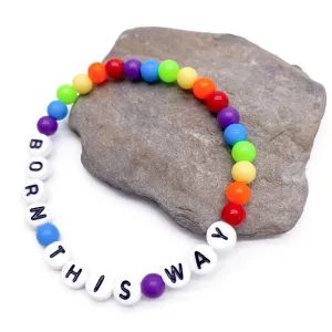 BORN THIS WAY Acrylic Rainbow Bead LGBT Bracelet