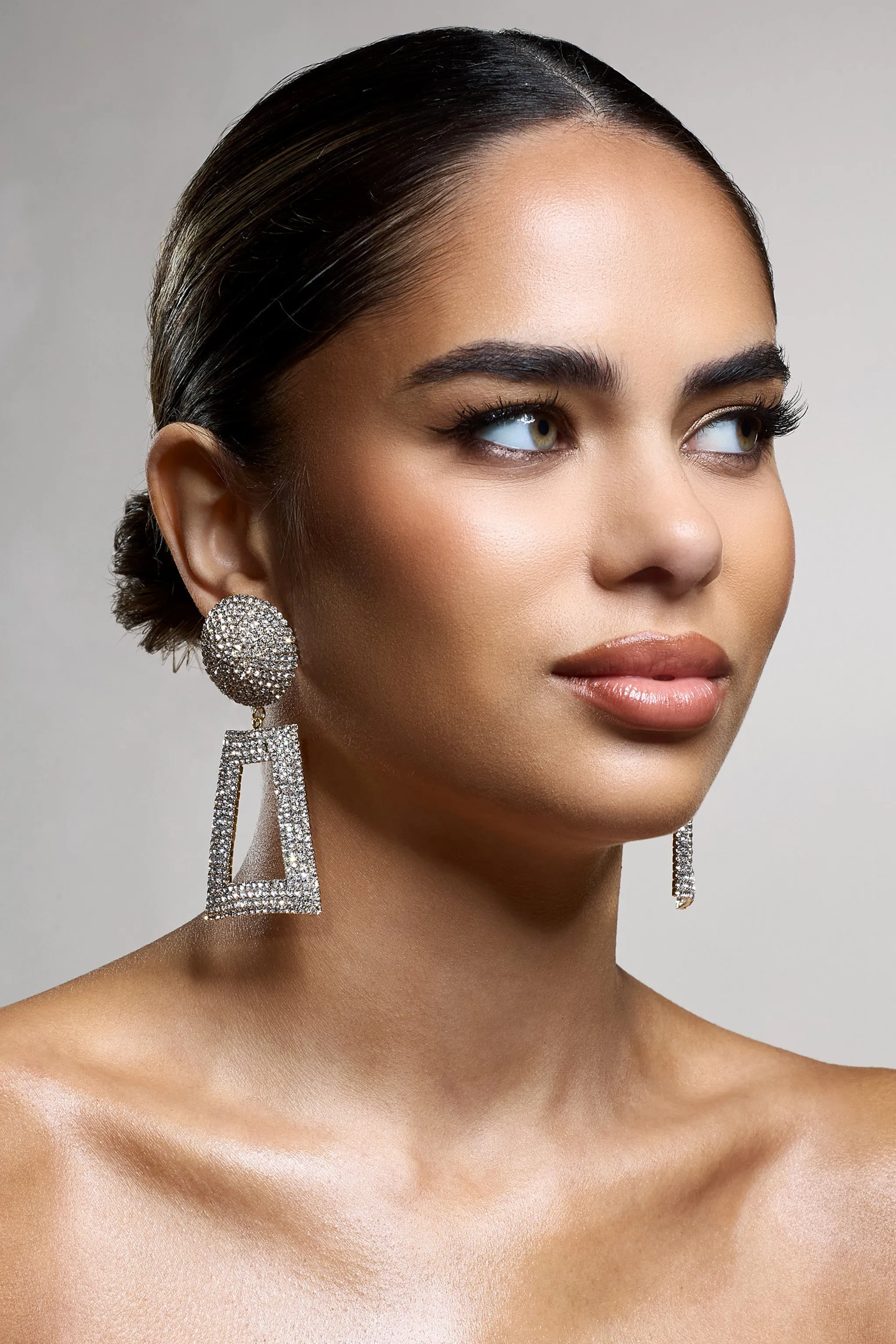 Boss | Gold Diamante Statement Drop Earrings