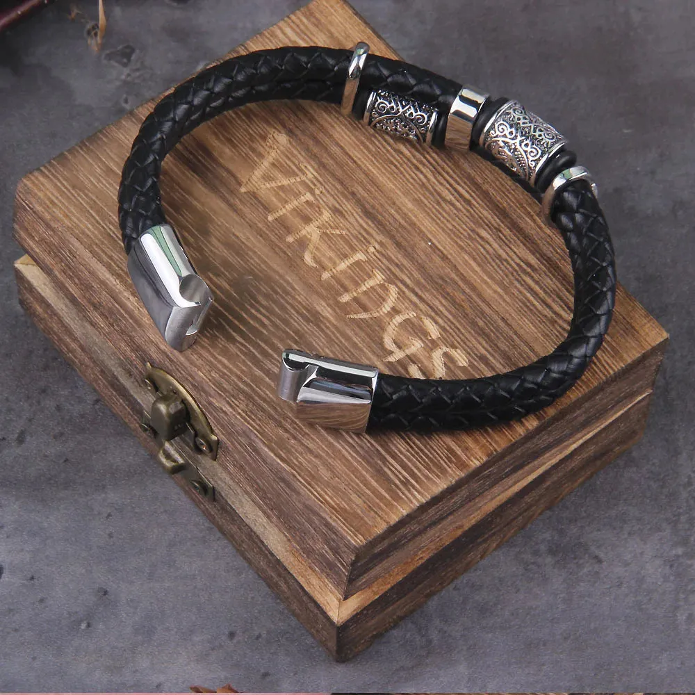 Bracelets Men Amulet Runes Bangles Adjustable Handmade