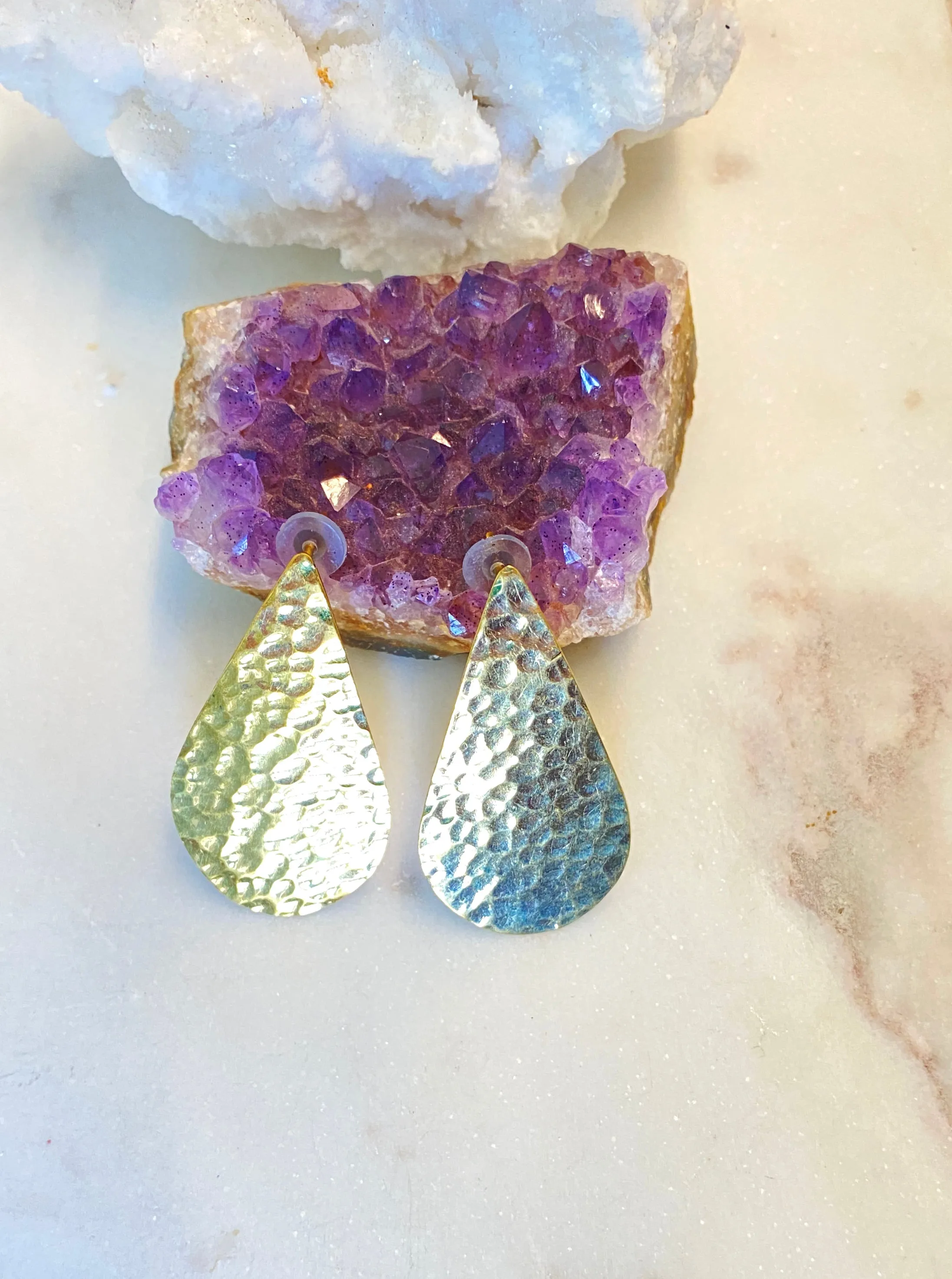 Brass Textured Earrings