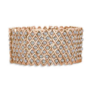 Brides Wedding Fashion Rose Gold Crystal Stretch Bracelet for Prom