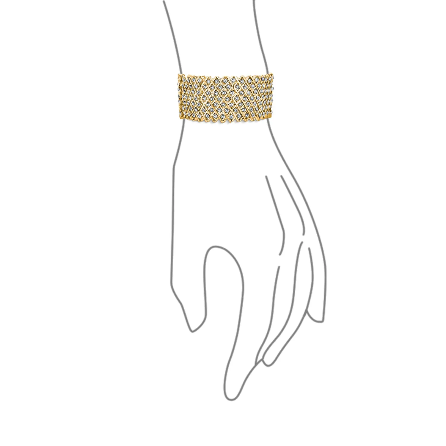 Brides Wedding Fashion Rose Gold Crystal Stretch Bracelet for Prom