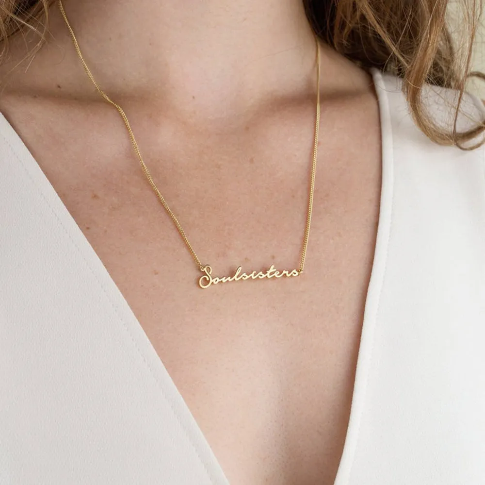 Bridesmaid Gifts Personalized Name Necklace Custom Word Necklace Minimal Script Name Necklace