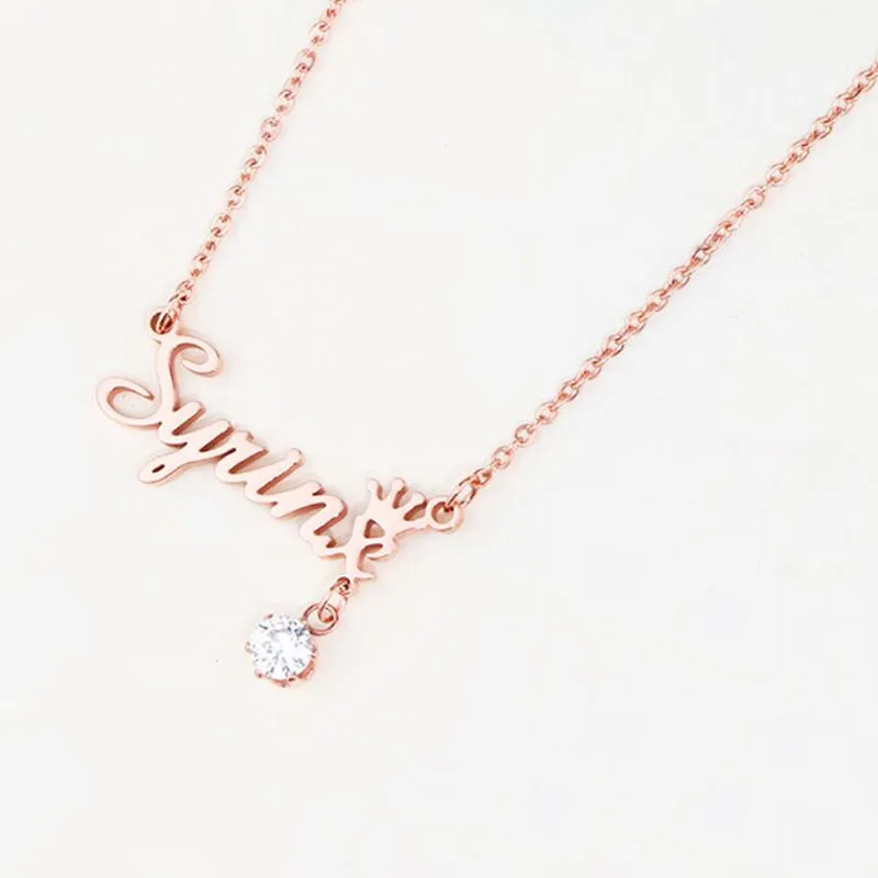 Bridesmaid Gifts Personalized Name Necklace Custom Word Necklace Minimal Script Name Necklace