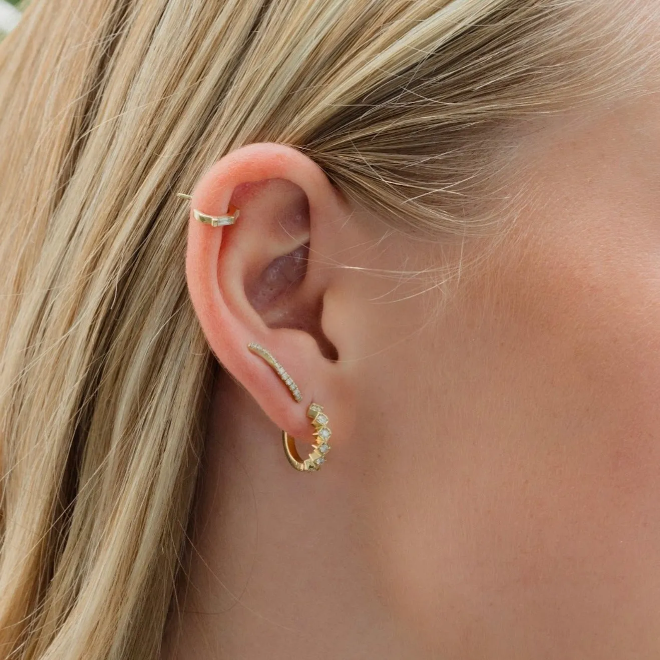 Bruno - baguette hoop earrings