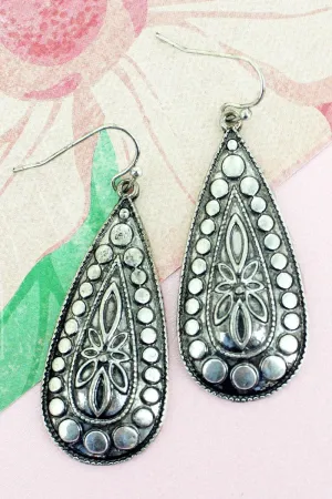Burnished Silvertone Malaga Teardrop Earrings