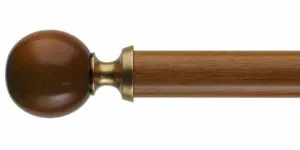 Byron & Byron 35mm Classic Wood Curtain Pole Cherrywood Detail Modern Ball Finial