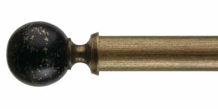 Byron & Byron 45mm Classic Wood Florentine Black Curtain Pole Modern Ball Finial